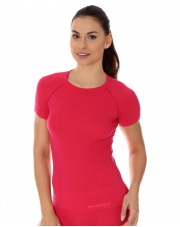 Koszulka damska Brubeck ACTIVE WOOL SS malinowy