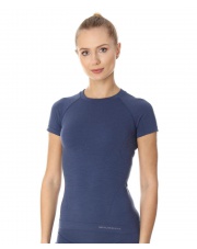 Koszulka damska Brubeck ACTIVE WOOL SS jeansowy