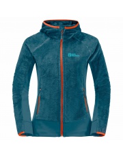 Bluza Jack Wolfskin W ROTWAND HOOODED FZ blue coral