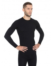 Koszulka męska Brubeck ACTIVE WOOL czarny